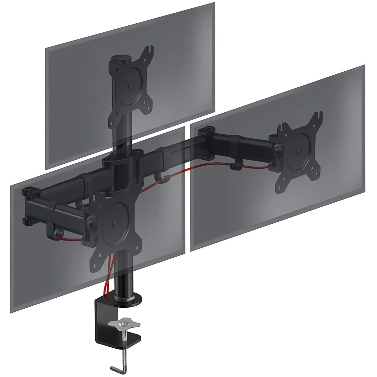 Duronic DM253 Support 3 Ecrans PC à Pince pour Bureau Hauteur Ajustable Rotatif, Inclinable