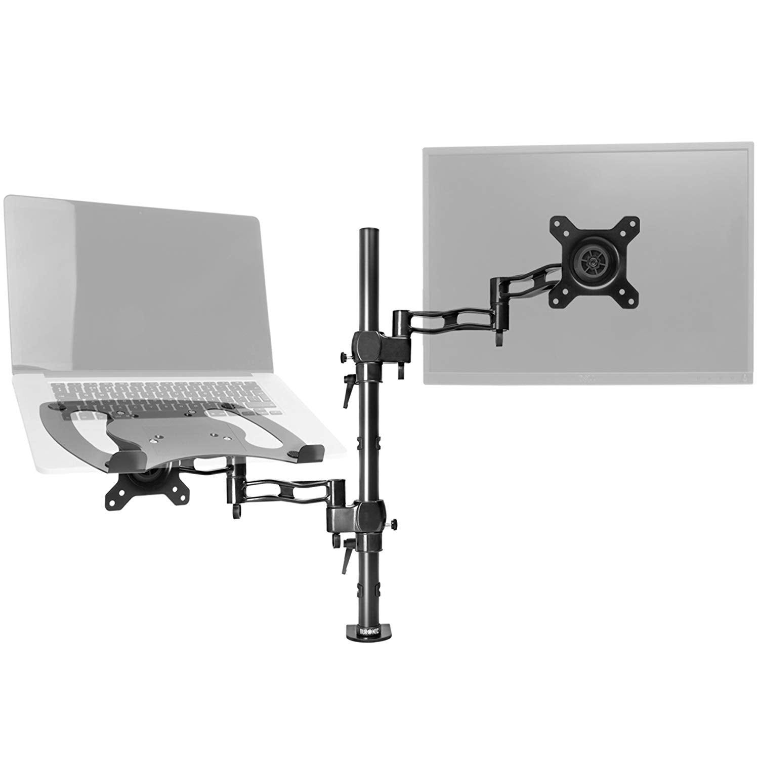 Duronic DM35L1X1 Supporto monitor da scrivania con morsetto e piattaforma  per PC portatile – Braccio porta monitor Inclinabile ed orientabile