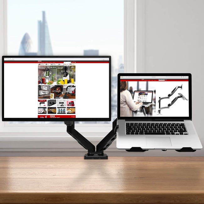 Duronic DMDCL1X1 Supporto monitor da scrivania con morsetto e piattaforma  per PC portatile – Braccio porta monitor Regolazione omnidirezionale