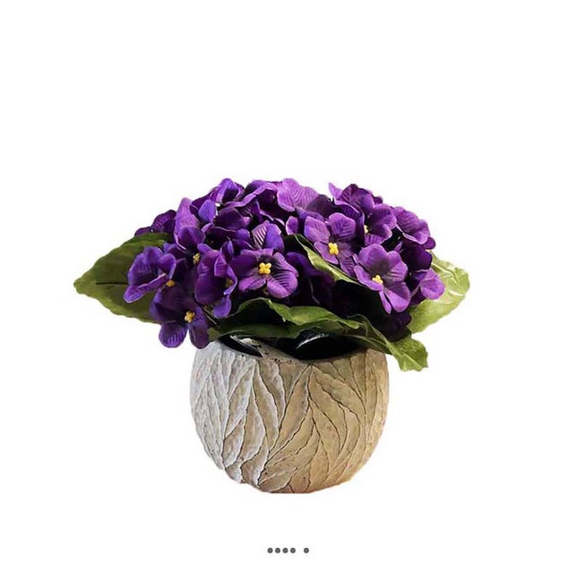 Composition fleurs artificielles pour colombarium pot gris béton violettes  H 27 cm D 23 cm Mauve - couleur: Mauve violet | Leroy Merlin