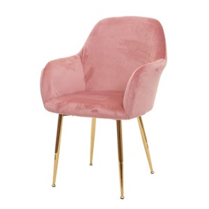 Sedia in velluto rosa con gambe dorate - Benga