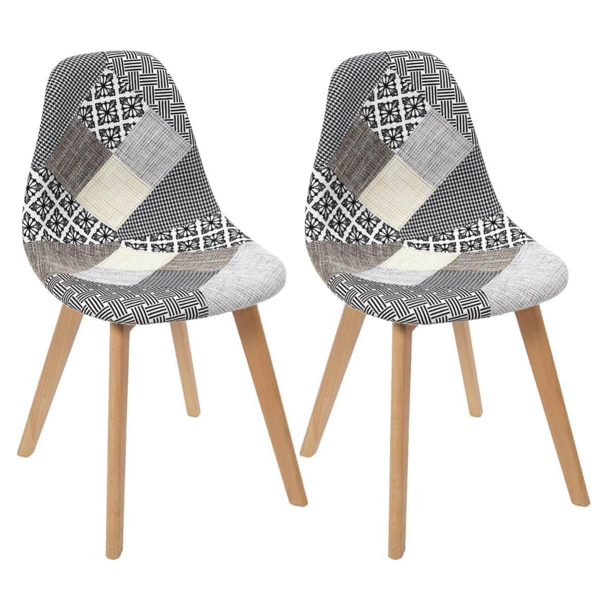 Chaise scandinave patchwork (lot de 2) (blanc)