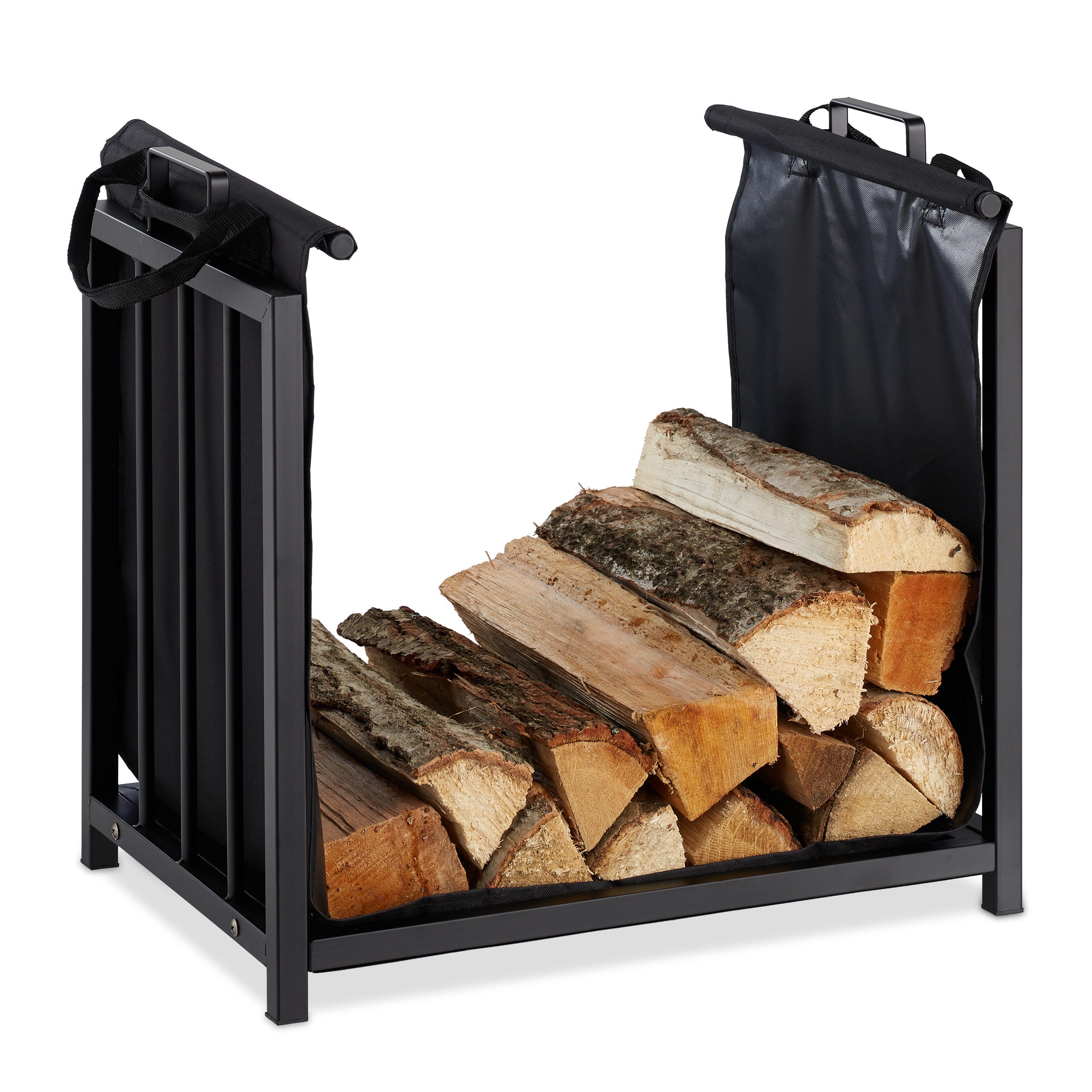 Relaxdays Support bois de cheminée Sac pour bûches, intérieur