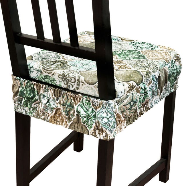 005044 - Cuscino da sedia imbottito coprisedia mollettone con fascia  elastica fantasia maiolica SET 6 Pezzi 