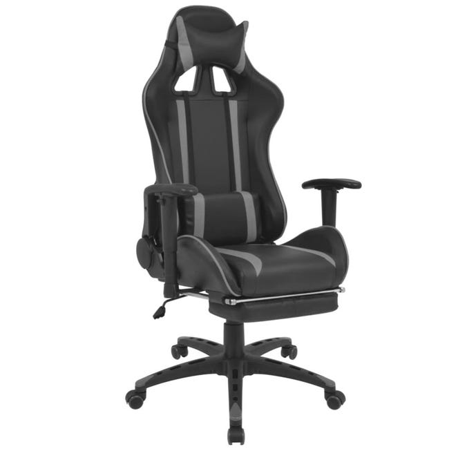 Chaise de Bureau Inclinable avec Repose pied Gris vidaXL Chaise de Bureau Inclinable avec Repose pied Gris vidaXL
