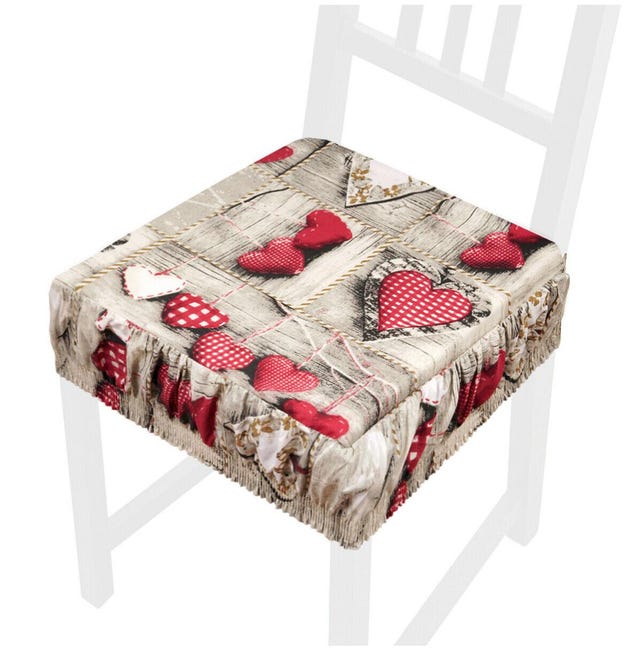 Cuscino Sedia Cotone Sfoderabile - 40x40cm Lavabile Con Fascia Elastica Pois Beige - Foto 6