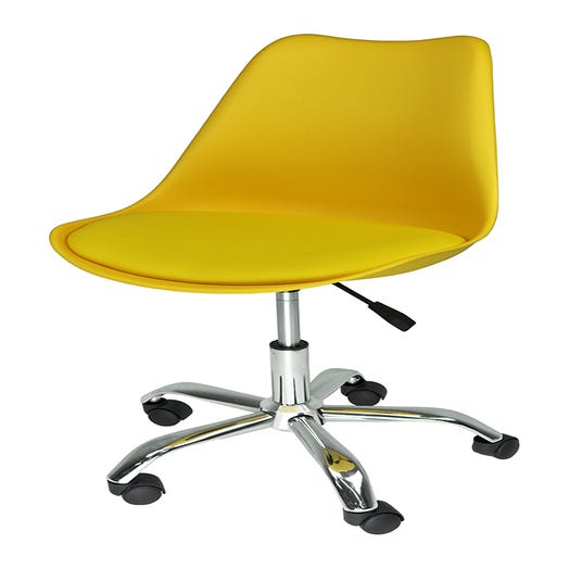 Sedia da ufficio girevole, sedia da scrivania gialla con rotelle