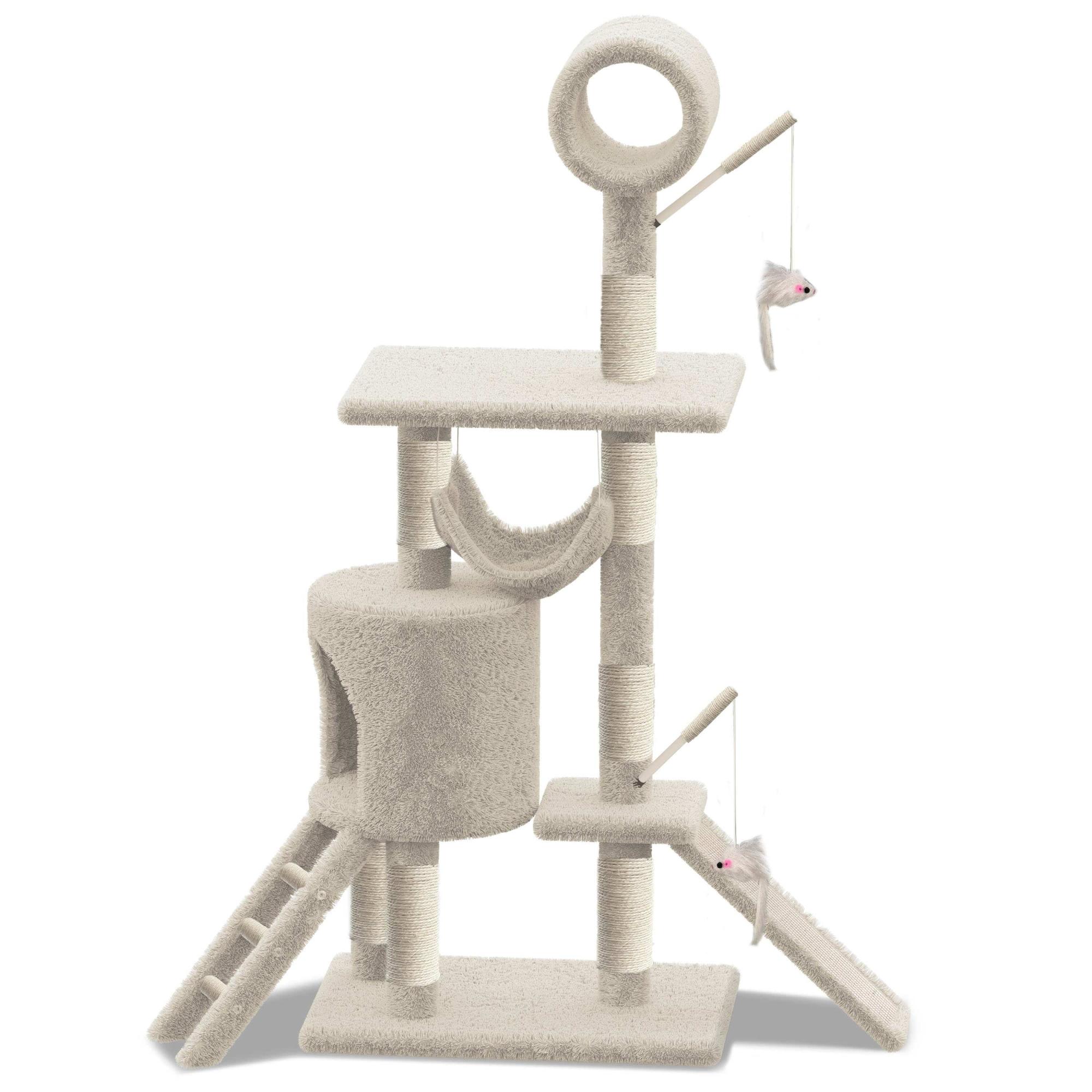 Arbre A Chat 154cm Avec Griffoir Plateforme Niche Xxl Beige Leroy Merlin
