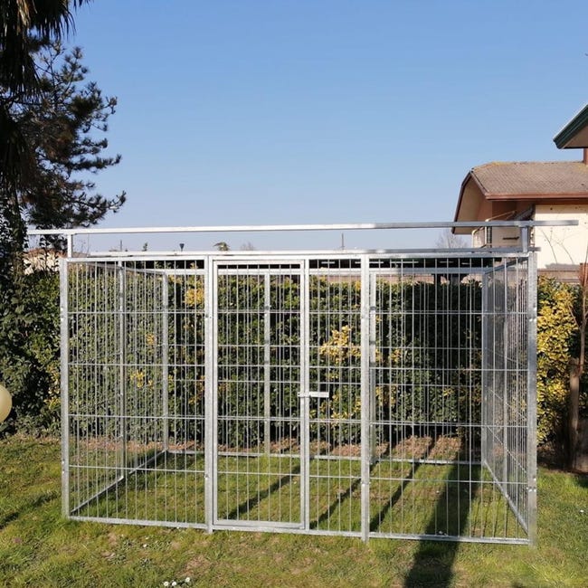 Recinto per cani da esterno in metallo con copertura impermeabile Recinto per cani da esterno in metallo con copertura impermeabile