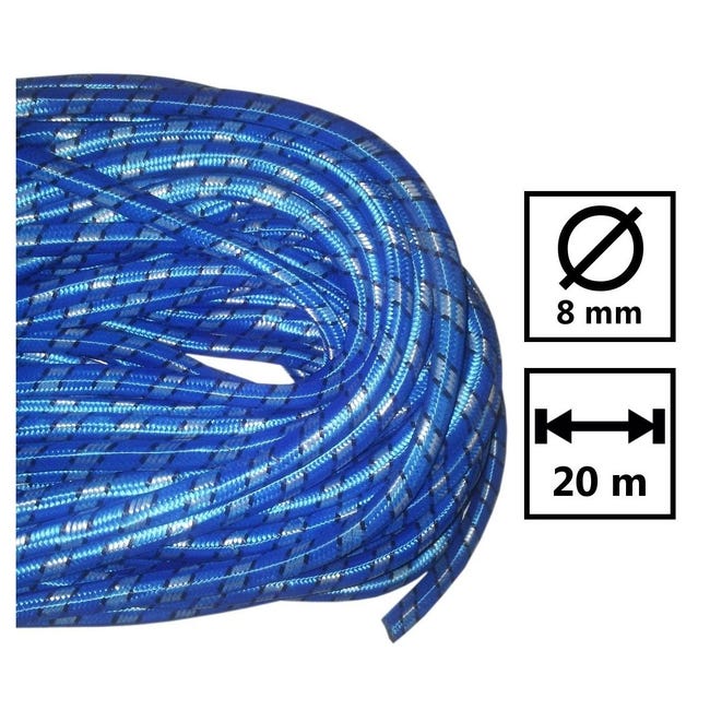 Cuerda elástica bungee de 8 mm de diámetro y 20 m de longitud