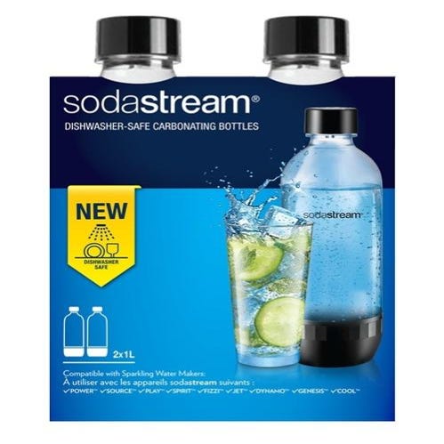 Pack 2 bottiglie sodastream 1 litro universali lavabili in lavastoviglie