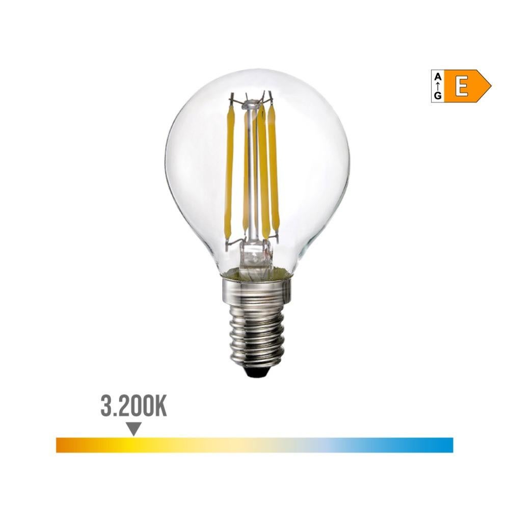 Ampoule sphérique avec filament de led e14 4w 550lm 3200k lumière