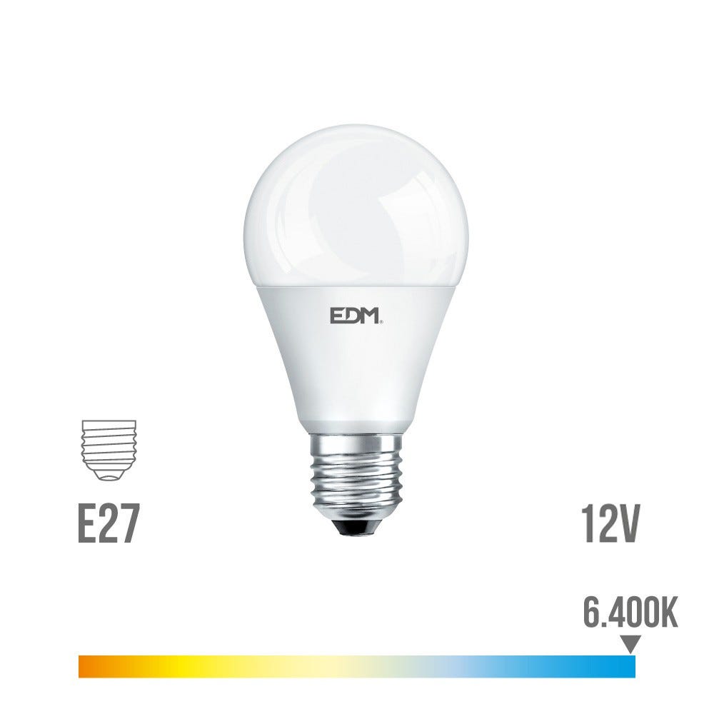 Ampoule standard led 12v ac/dc e27 10w 810 lm 6400k lumière froide edm