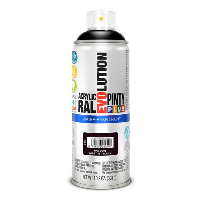 Vernice Spray Acrilica Faren RAL 9005 Nero Lucido – 400ml, 100% Acrilica, Per Interni/esterni