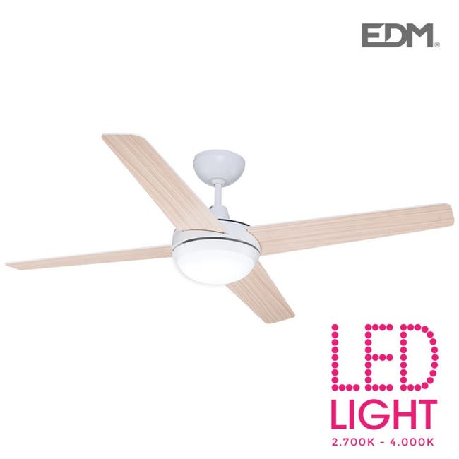 Ventilador de Techo de LED Modelo Chukotka Madera/Blanco Potencia: 28W Mando A Distancia [E3-33809] Leroy Merlin
