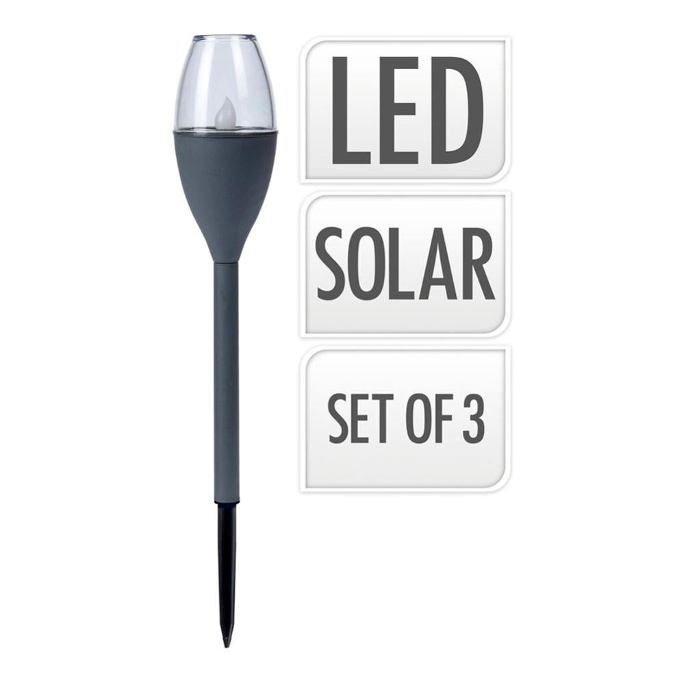 Set 3 lamparas solares color gris 8719202891829 73100 PROGARDEN Leroy
