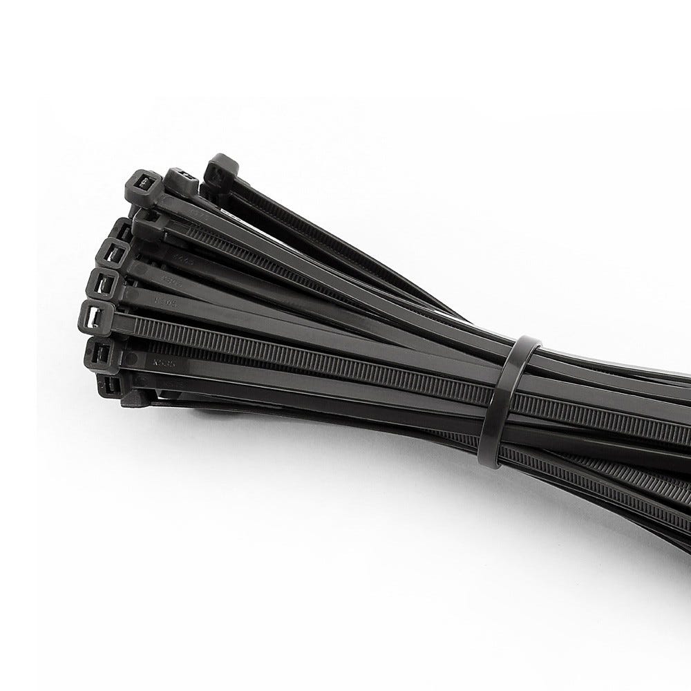 Colliers de serrage plastique réutilisables noir 200x4,5mm (sachet