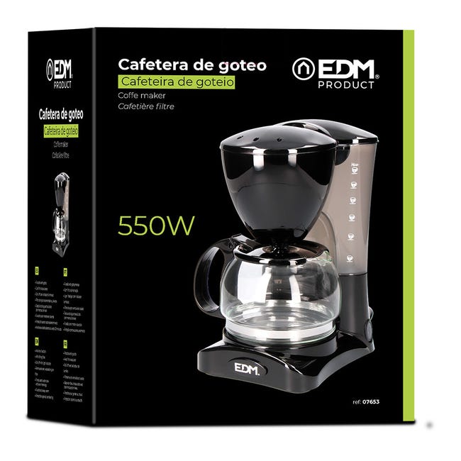 Cafetière filtre électrique 6 tasses 550w 16,5x12,5x24cm edm