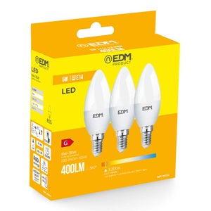 Tatum88 LED Ampoule E14 C37, 5W, Équivalent à 40W Ampoule à Incandescence,  400lm, Blanc Chaud 3000K, Non dimmable, 6 Pièces par Pack [Classe  Énergétique A +] - 