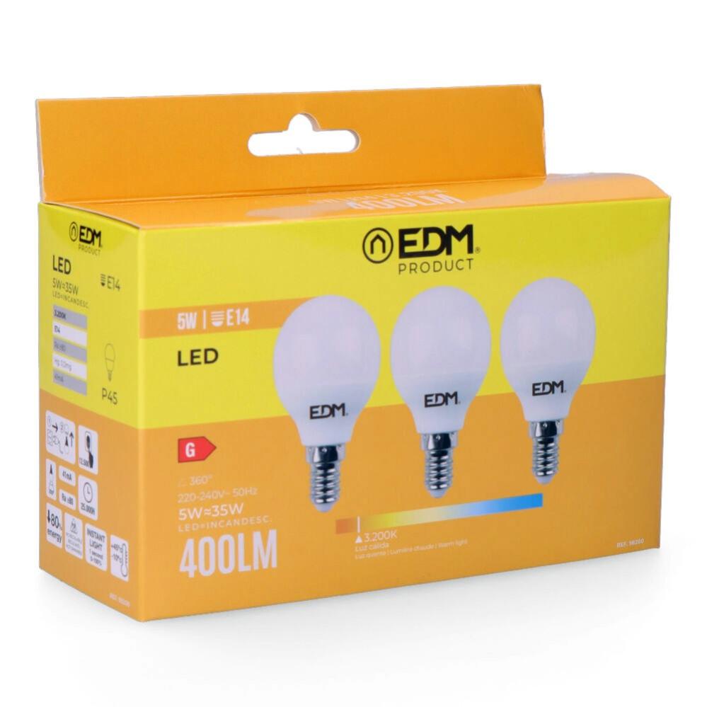 Kit 3 ampoules led sphériques e14 5w 400lm 3200k lumière chaude ø4