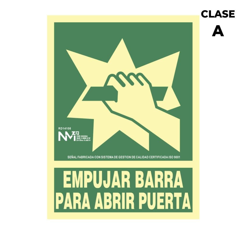 Cartel Pvc Clase A 22*30 Empujar Barra Abrir Puert En Oferta Cartel De Evacuación &Quot;Empujar Barra Para Abrir Puerta&Quot; Clase A (Pvc 1Mm) 22.4X30Cm Normaluz 8422838006085 08951 Normaluz