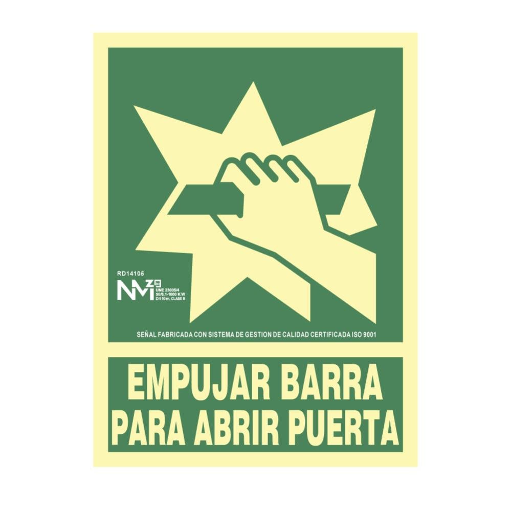 Señal De Evacuación 'Empujar Barra Para Abrir Puerta' Clase B (Pvc 0.7Mm) 22.4X30Cm 8422838131855 08952 Normaluz En Oferta Cartel De Evacuación &Quot;Empujar Barra Para Abrir Puerta&Quot; Clase B (Pvc 0,7Mm) 22.4X30Cm Normaluz 8422838131855 08952 Normaluz