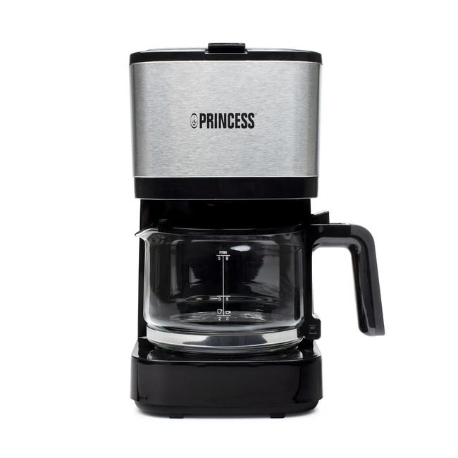 Princess Cafetera de filtro Compact 12 750 W 1,25 L negra y plateada