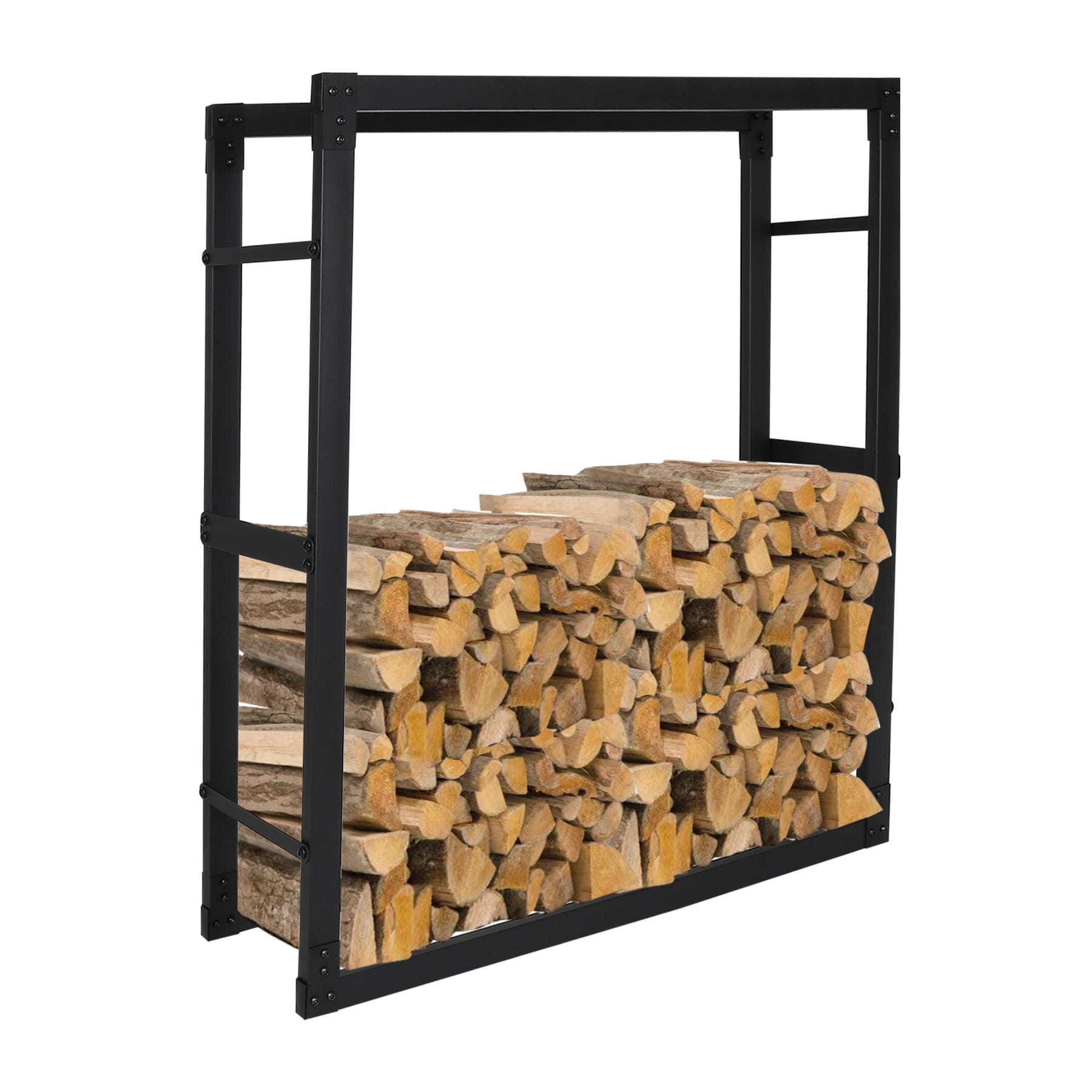 Étagère à bois de cheminée avec couverture 200x25x115 cm Anthracite en  acier ML-Design