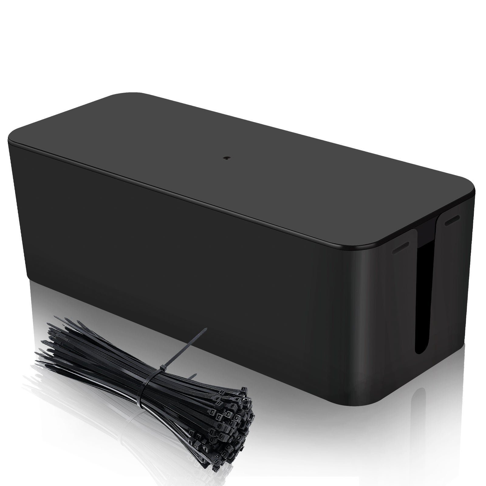 Winfred Boîte de Rangement Câble, 320 x 130 x 115 mm Boîte Cache Câble  Anti-poussière, Antidérapant avec Support de Smartphones Range Câble pour