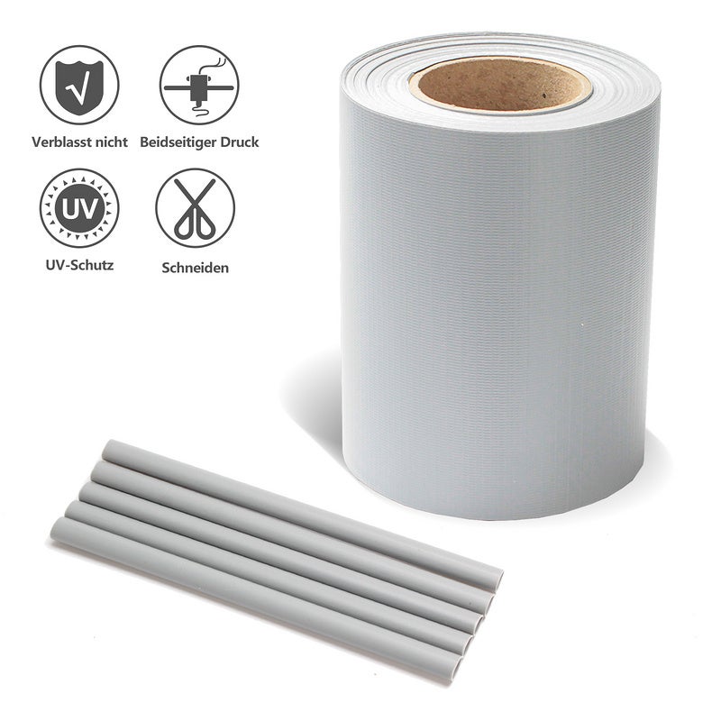 Copas de ruptura de 65m de confidencialidad de pvc en pvc fence film roll roll alfombra de barra doble con barra doble de 65 m, gris, gris