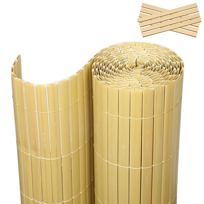 PVC GPF105M 5 x 1 m SONGMICS Cannisse en PVC Bambou L x l Paravent extérieur avec Nervures de Renforcement Store de Balcon 