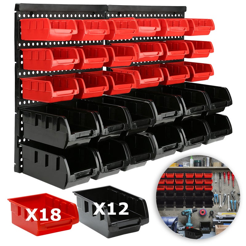 Support à outils avec boîte de rangement, peut contenir 30 boîtes de  rangement Étagère murale de garage modulaire extensible