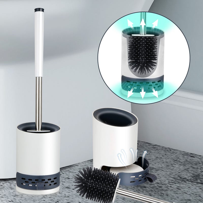 2x pennello per la spazzola WC in silicone con supporto ad asciugatura  rapida pizzichi nascosti WC in silicone versare salle wc
