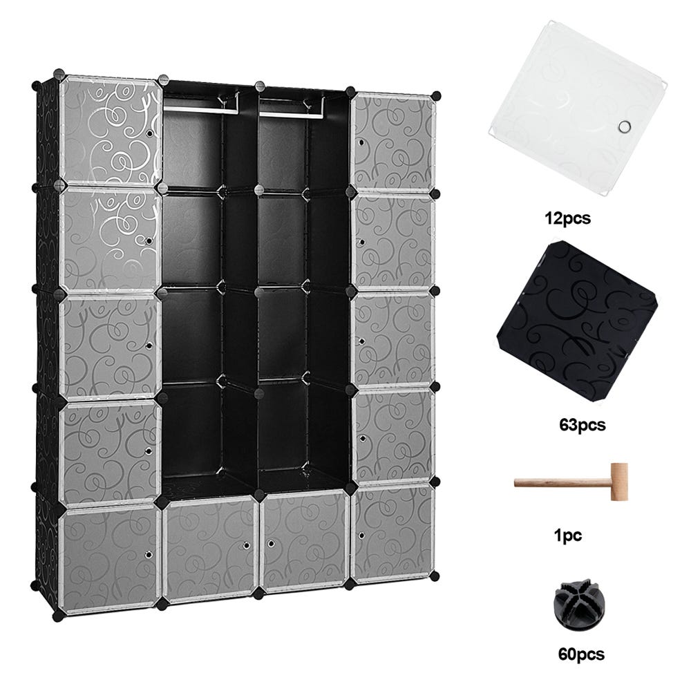 Armoire Penderie Portable 20 Casiers Cubes de Stockage Modulaire Étagère de  Rangement , Assemblage Facile pour Vêtements, Accessoire