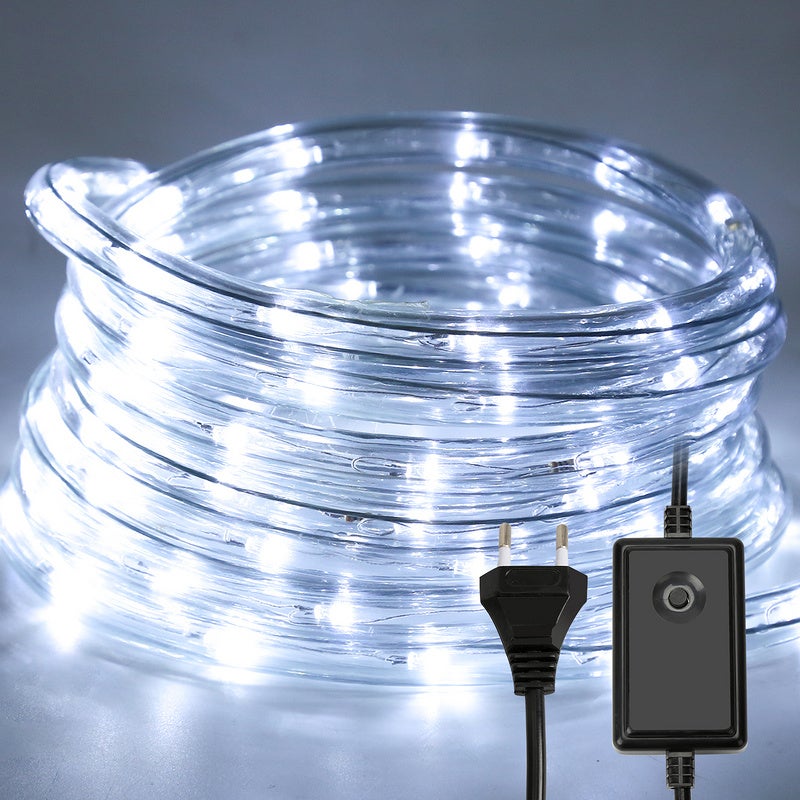 20M Tube Lumineux Extérieur LED Guirlande Lumineuse Décoration,Blanc  froid,avec Adapteur d'alimentation