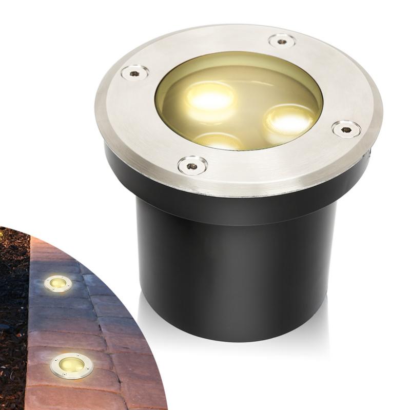 8x 3W LED Lumières enterrées chaud blanc enterré lampe de paysage lampe