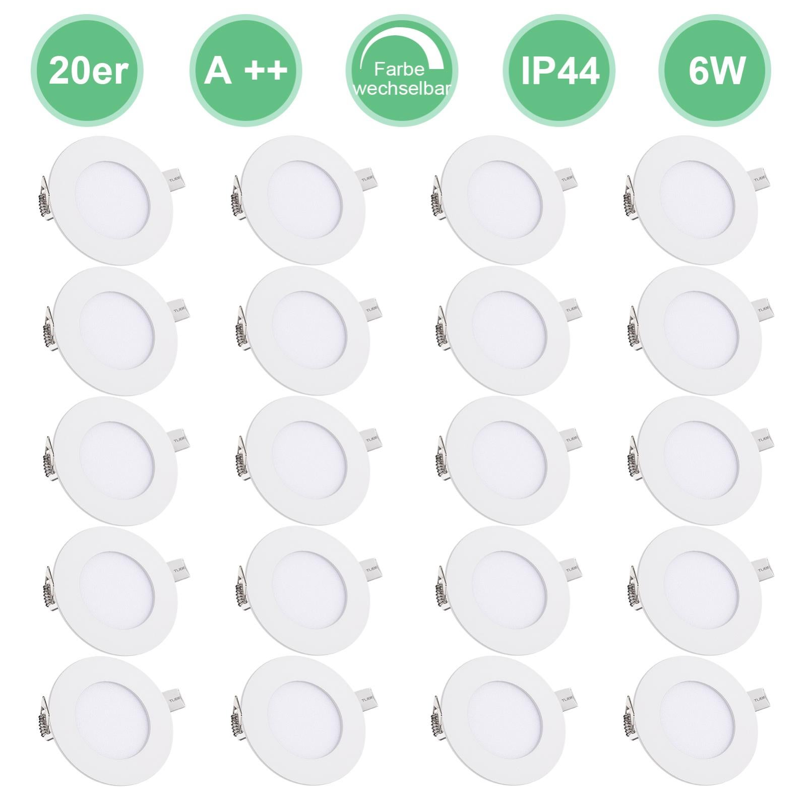6 Spots LED Encastrés 12V | 400LM Blanc Chaud - IP67 - Pour Meubles, SDB, Camping-Car