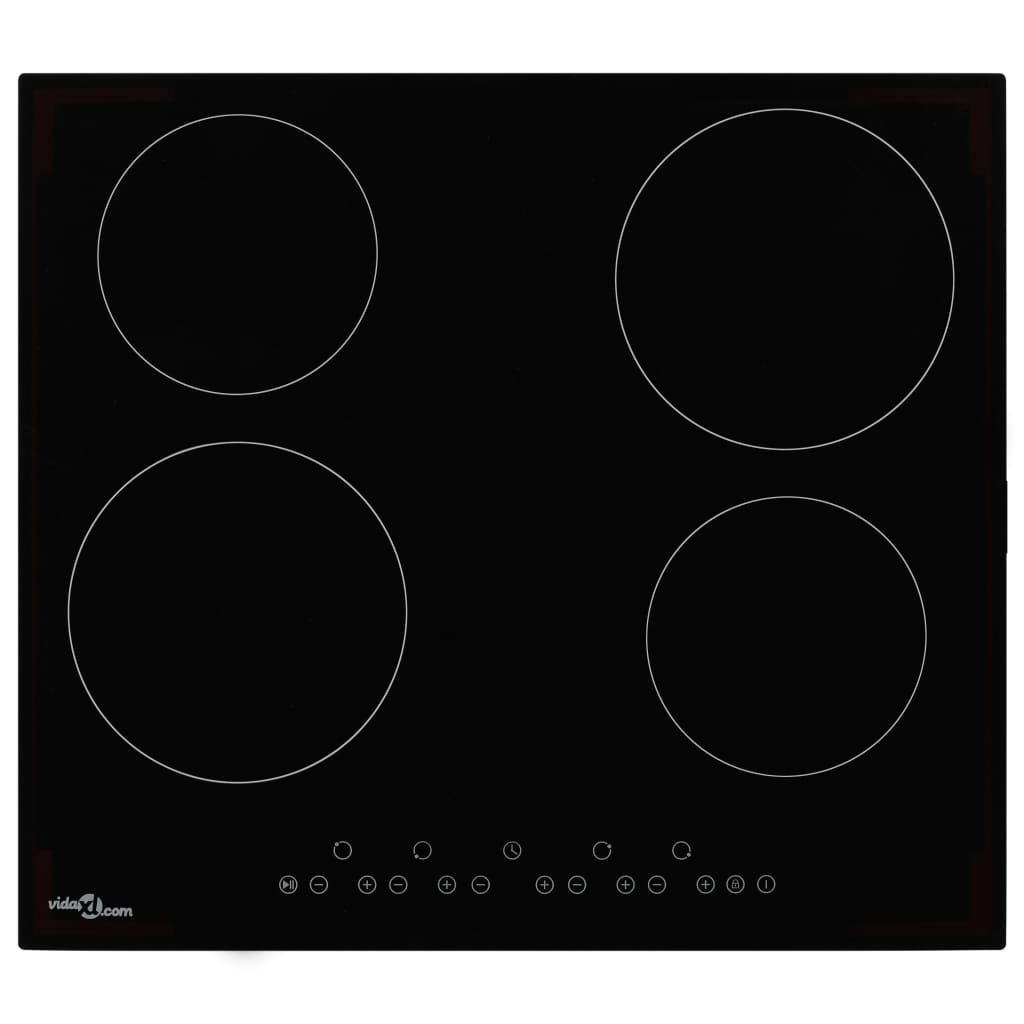 Plaque vitrocéramique 4 foyers, noir, CATA TN 604