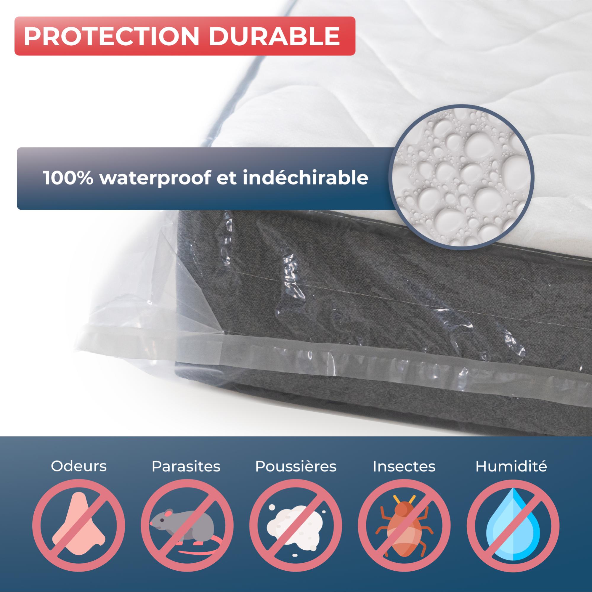 WRAPPYBAG Custodia Per Materasso In Plastica - Impermeabile E Antistrappo, 2 Pezzi, 90x200cm, Per Traslochi E Conservazione - 3