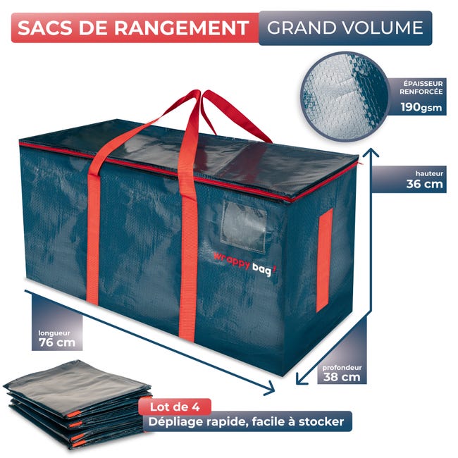 Grand Sac de Rangement Bag Rangement Vêtements Déménagement - Multipack  80*60*20cm (Lot de 8) 