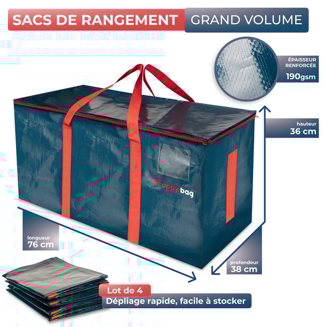 WRAPPYBAG Lot 4 Sacs de Rangement XXL pour D m nagement et Voyage