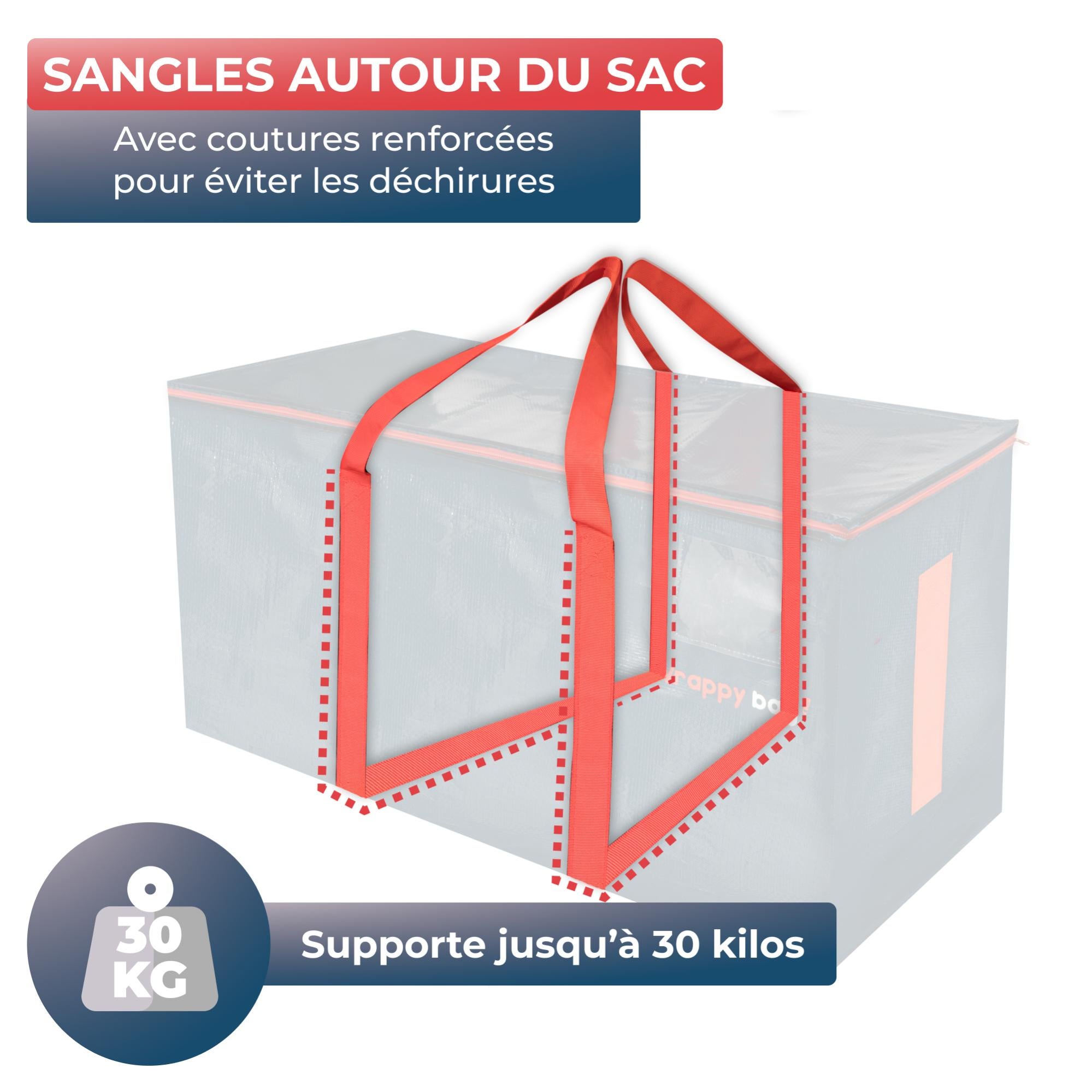Lot De 8 Sacs De Déménagement Robustes - 100L - Fermeture éclair Et Poignées - Pour Rangement Et Voyage