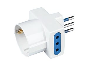 Adattatore Triplo Con Interruttore Spina 10A 2 Prese 10/16A Bipasso + 1  Presa Schuko 250V Bianco XSL1080