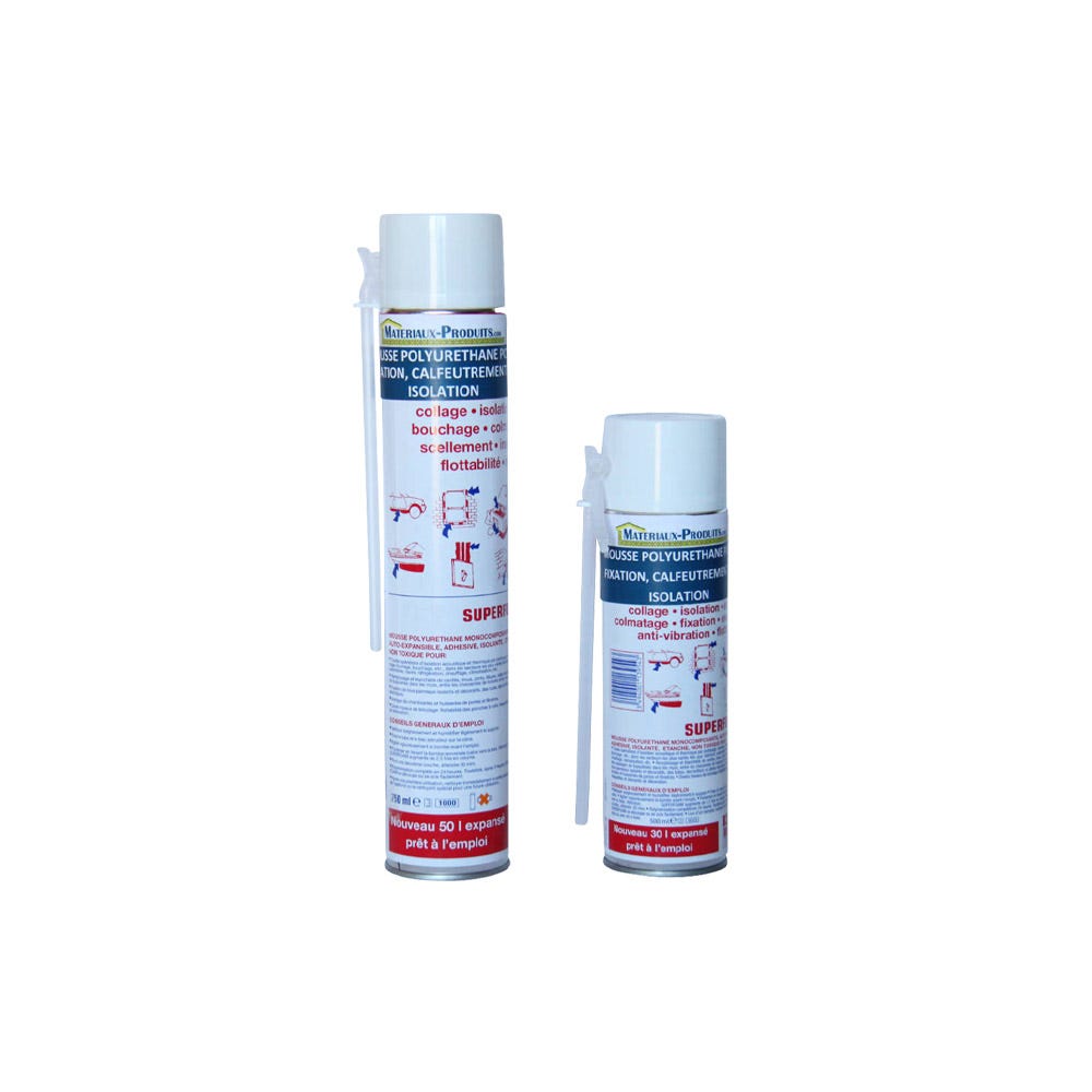 Mousse polyuréthane pour fixation, étanchéité, calfeutrement et isolation  Aerosol de 750 ml - MATPRO