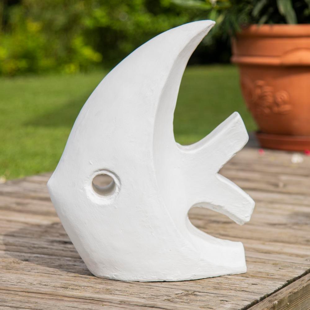 Statue design de jardin poisson petit modèle blanc 50cm Leroy Merlin