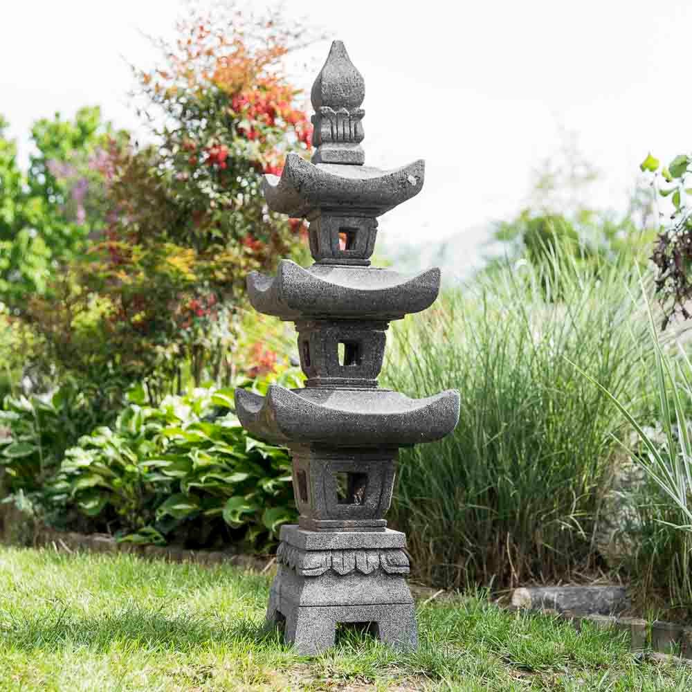 Lanterne japonaise pierre de lave 90cm