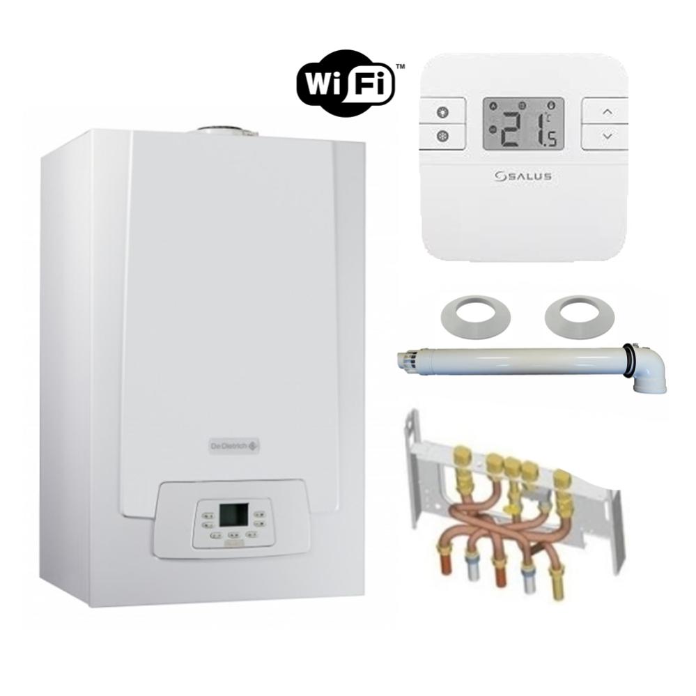 Chaudiere Gaz Condensation Mpx Mi Slim De Dietrich 29 Kw Complete Dosseret Douilles Ventouse Avec Thermostat Wifi Connecte Leroy Merlin
