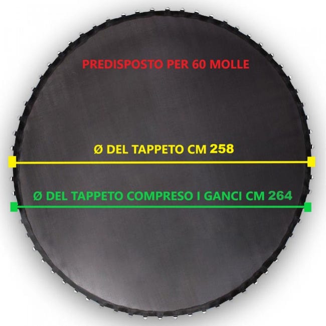 Tappeto Per Trampolino - Diametro 305cm, Predisposto Per 60 Molle | Ricambio Certificato CE TUV GS - Foto 13