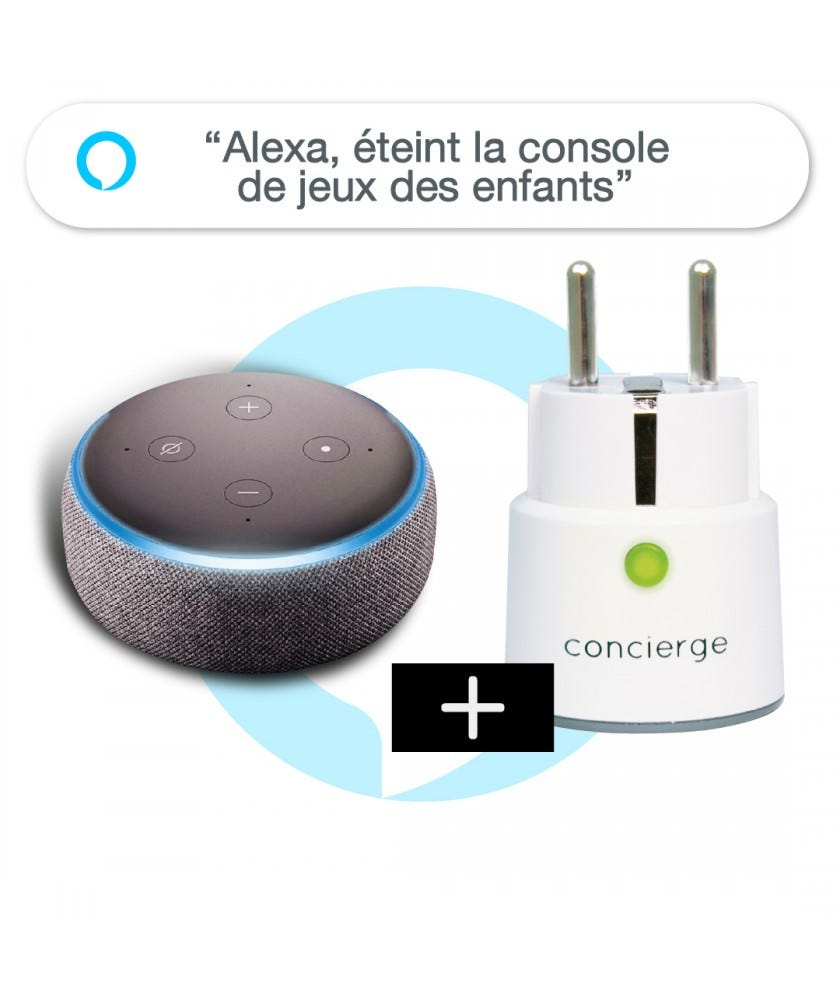 Pack Concierge x Alexa : 1 Enceinte Echo Dot 3 + 1 Prise Mini Plug