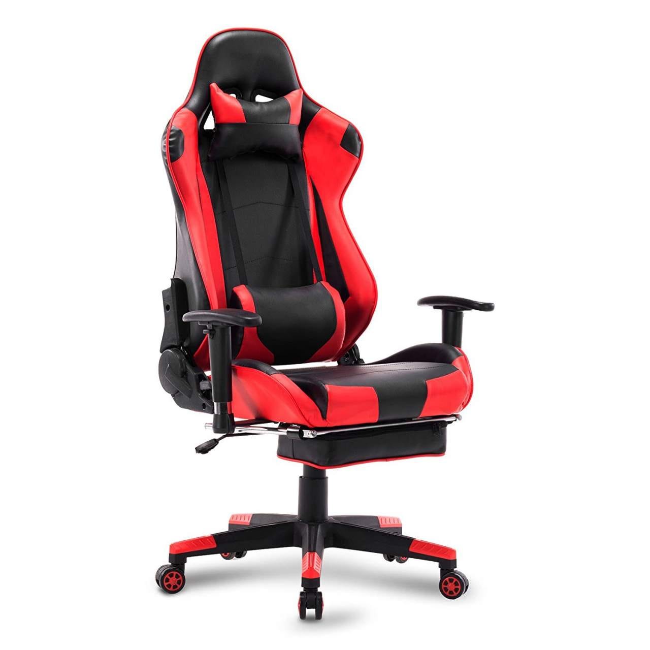 Fauteuil de bureau sport chaise gaming racing siège synthétique rouge et  noir 19_0000415
